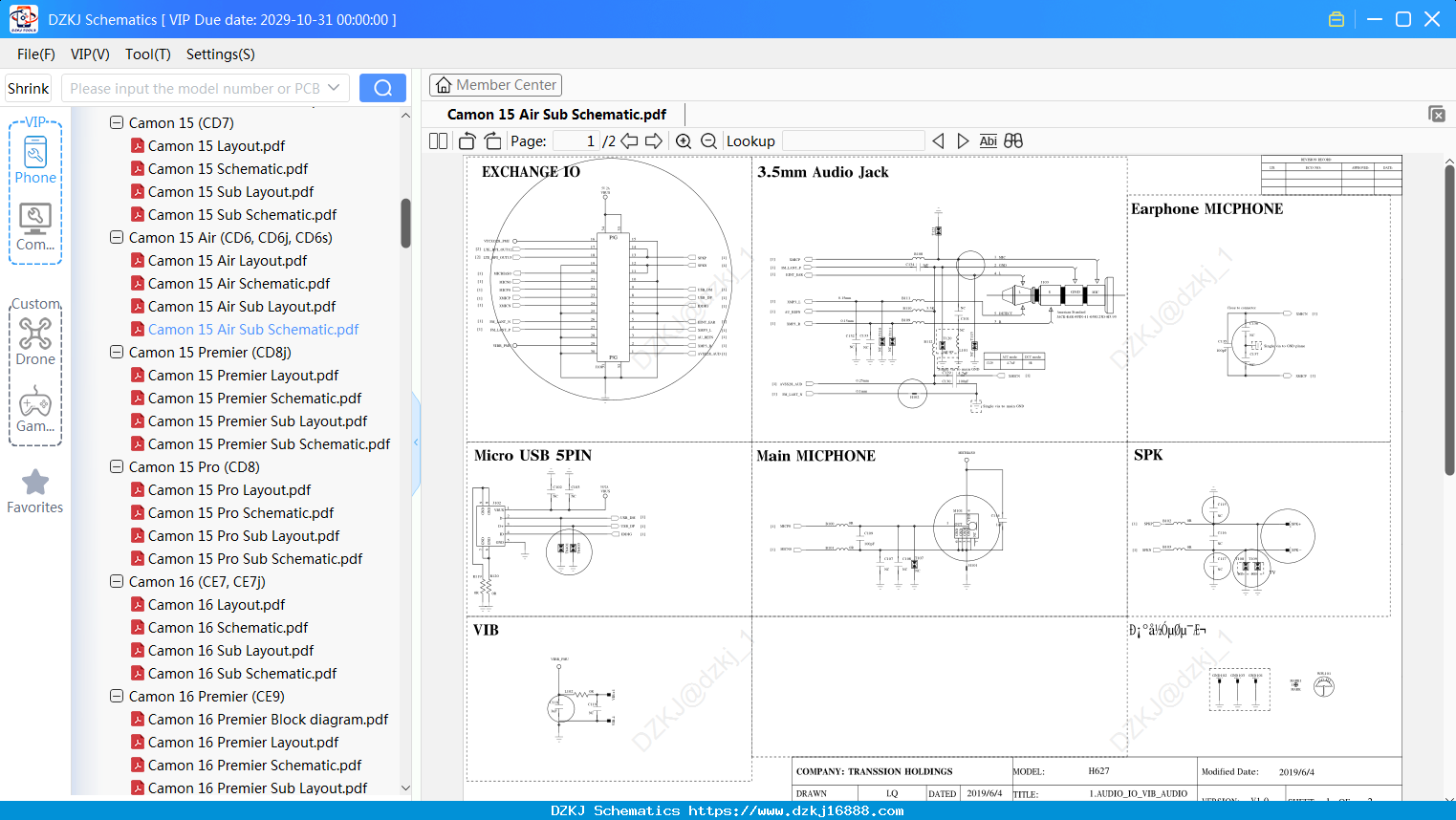 Tecno Camon 15 Air Sub Schematic